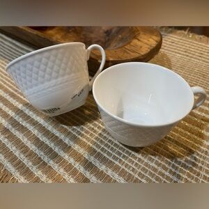 Spode Mansard Pattern White Bone China Cups Made in England Set of 2